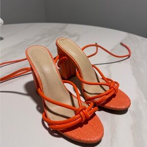 Elegant Orange Strappy Heels